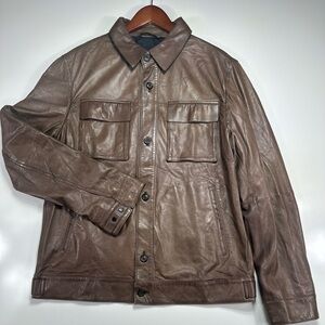 Massimo Dutti Genuine Leather Jacket Nappa Tailored Euro Moto Slim Fit